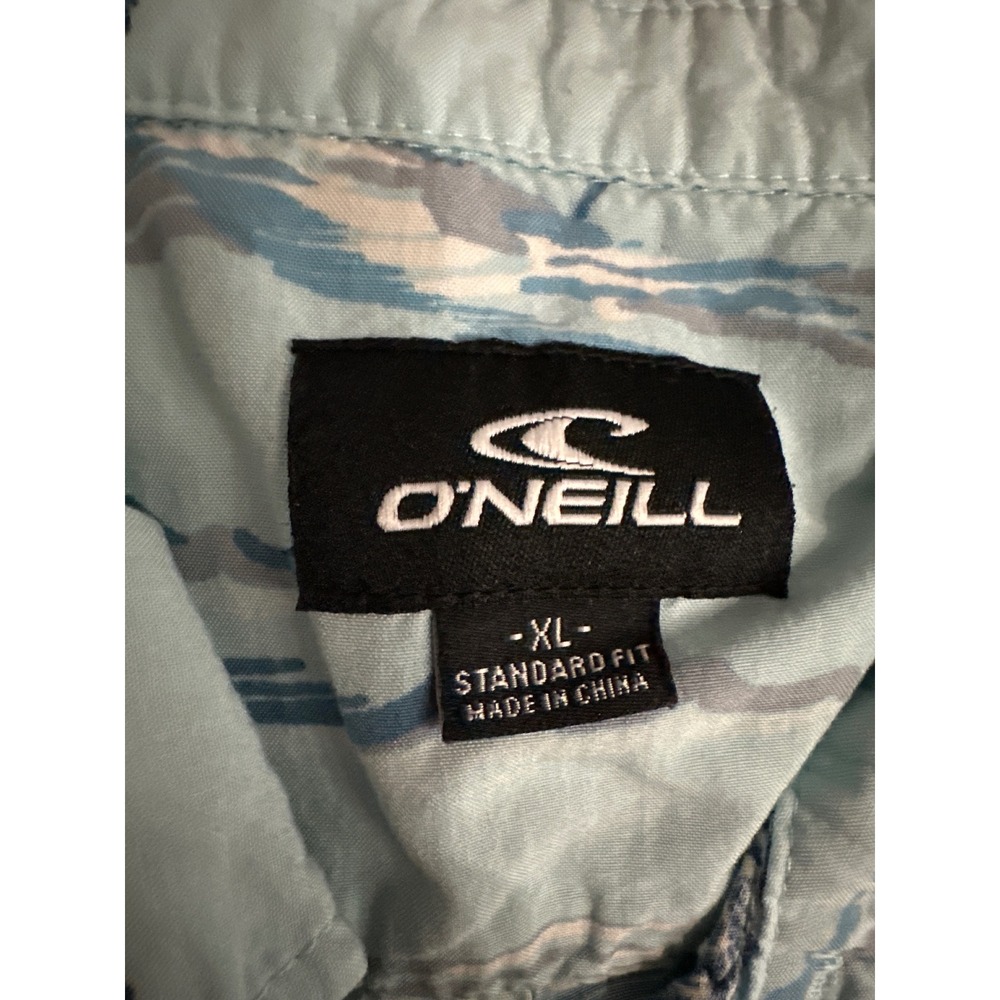 O'Neill Boys XL Light Blue /Tropical Palm Tree / Short Sleeve Button Down Shirt - Picture 7 of 7